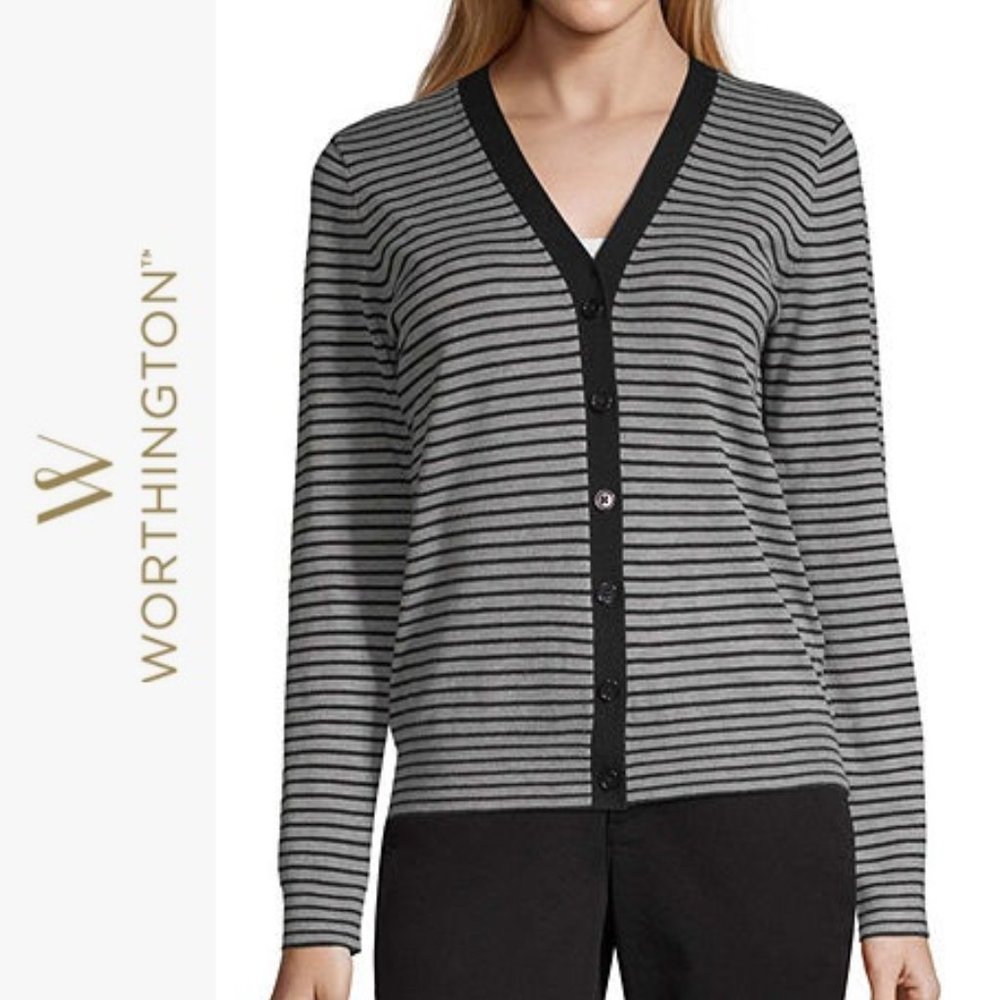 Worthington Long Sleeve Button Cardigan Sweater